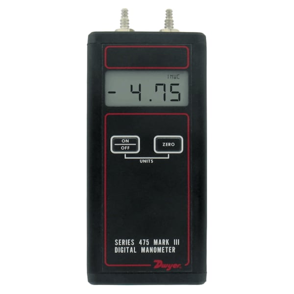 Handheld digital manometer, range 0-150.0 psi (10.34 bar), max. pressure 200 psig.